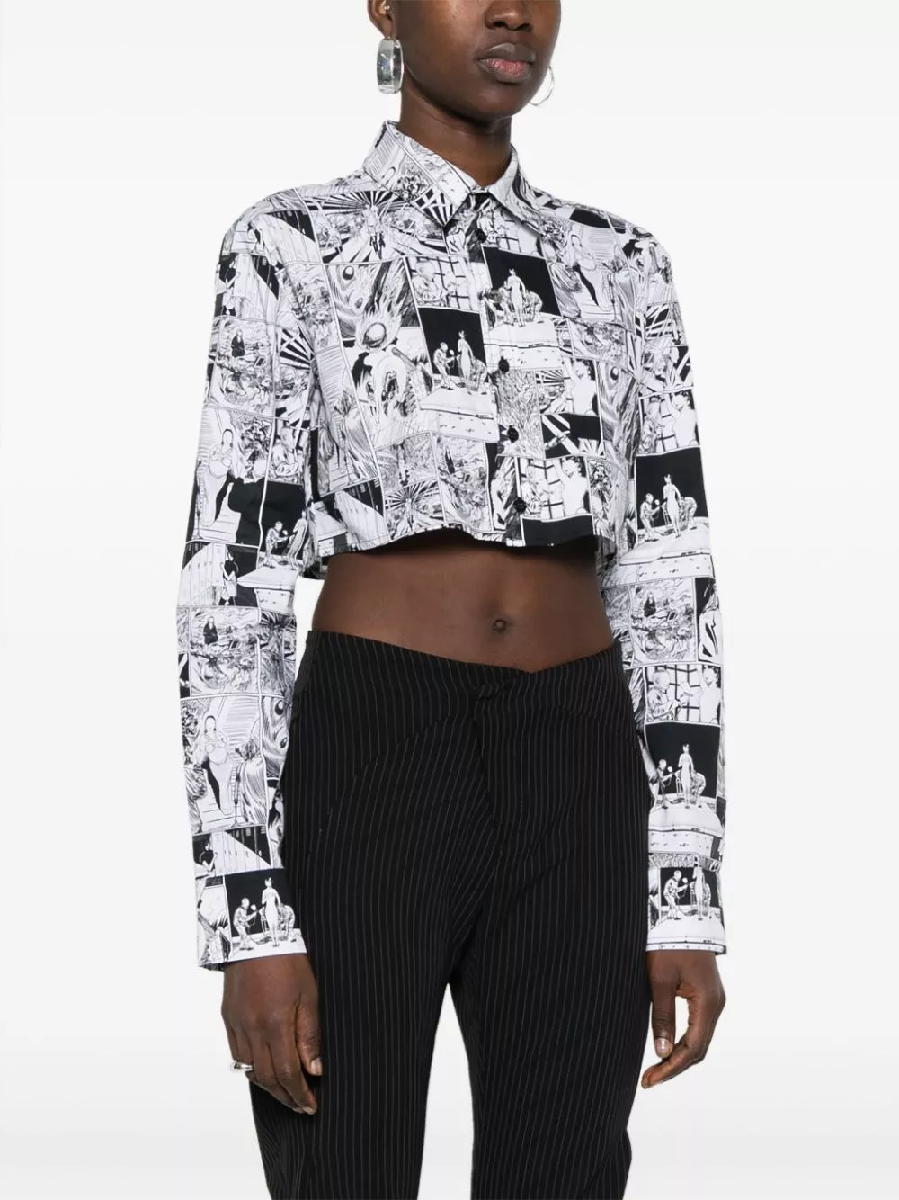 Affordable Coperni comic strip-print cropped cotton shirt Women 0113