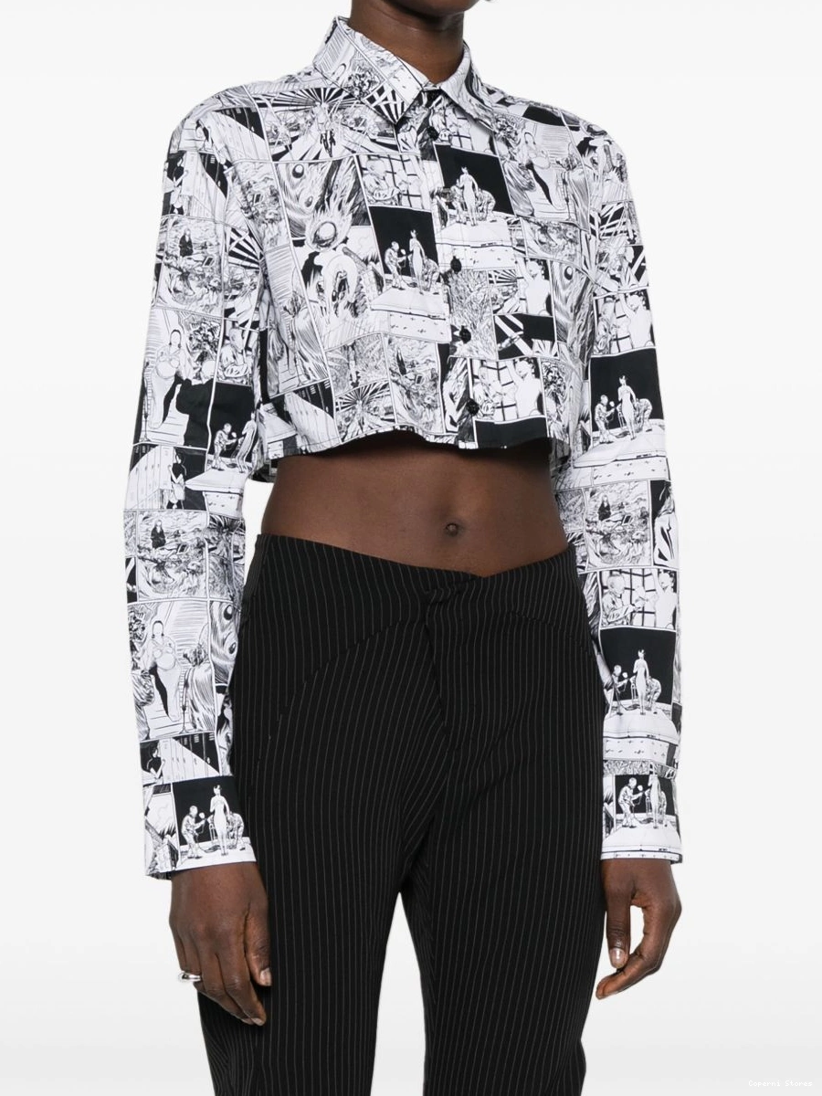 Affordable strip-print shirt Women Coperni comic cropped cotton 0215