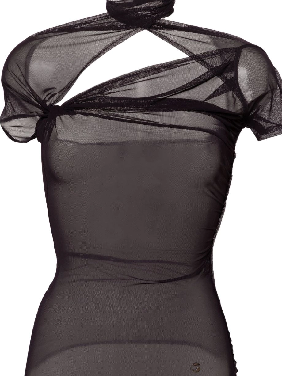 Affordable Women top asymmetric draped Coperni mesh 0216