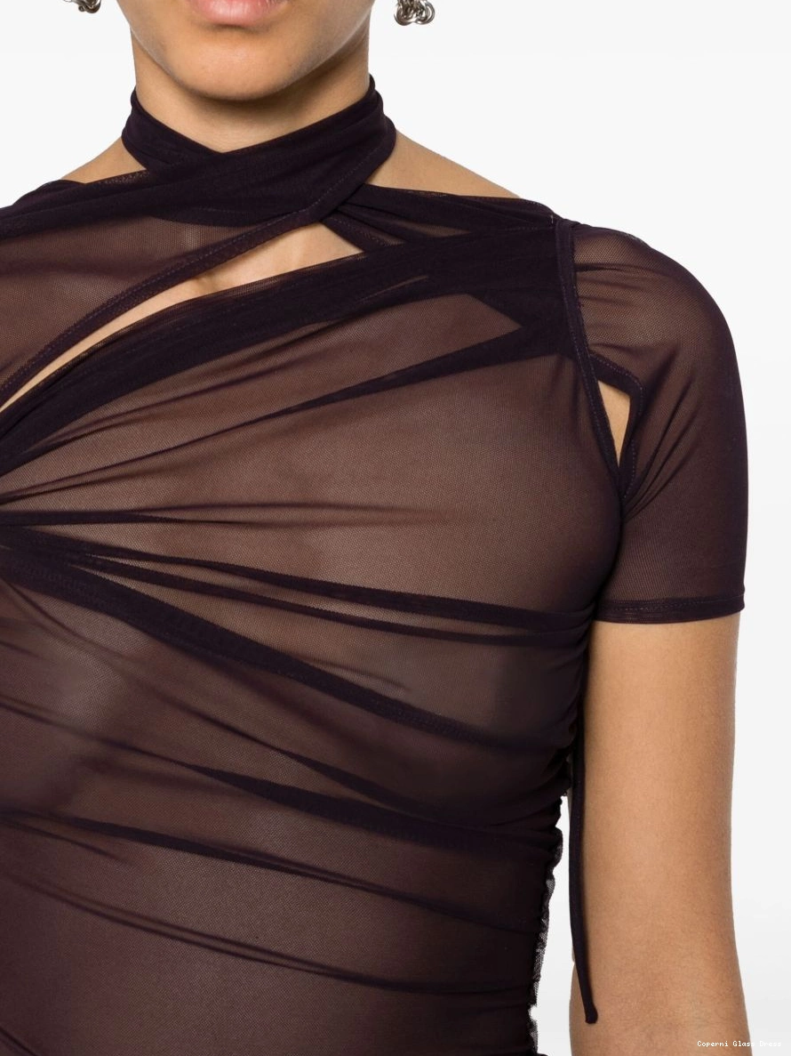 Affordable Women top asymmetric draped Coperni mesh 0216