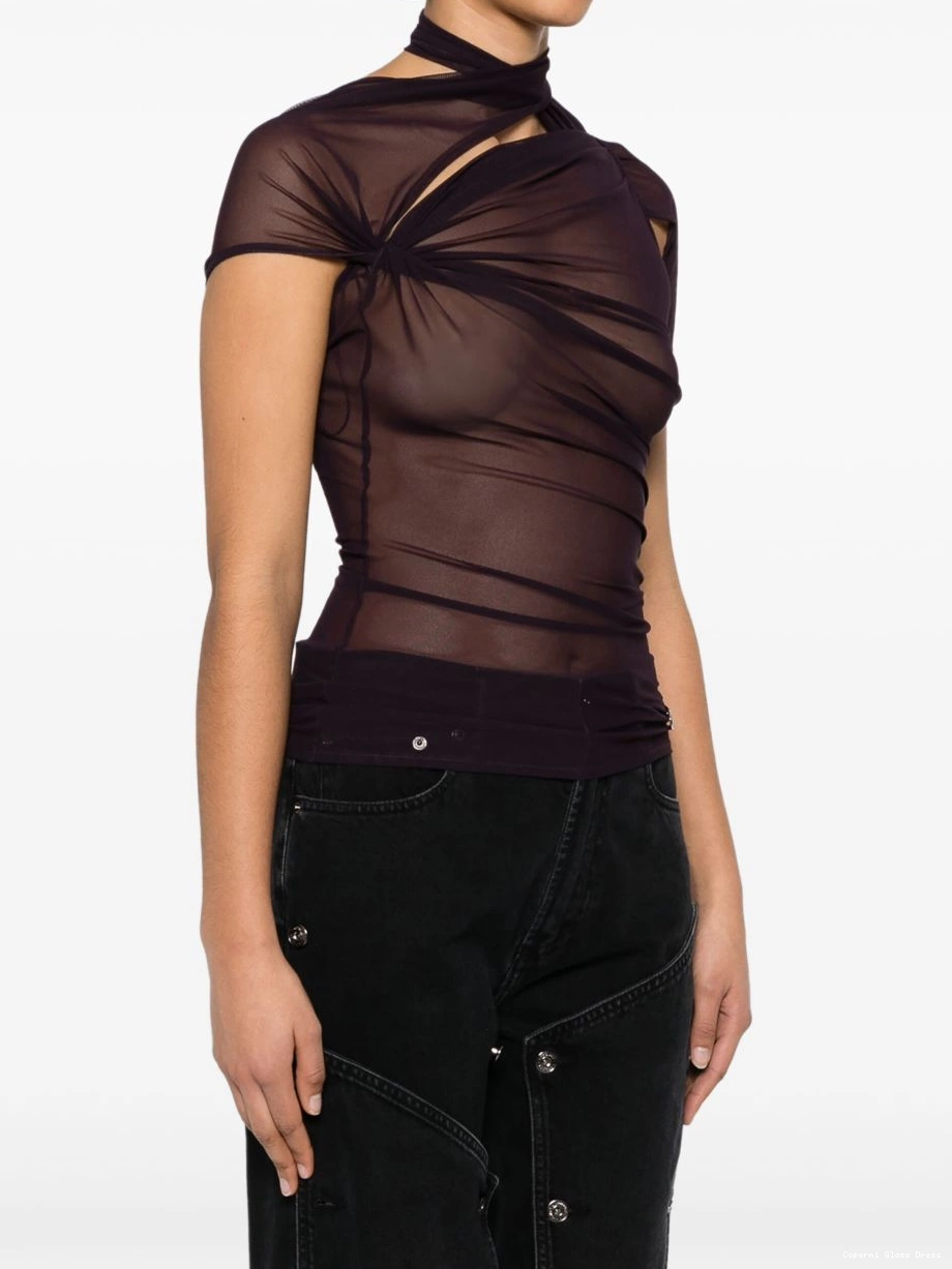 Affordable Women top asymmetric draped Coperni mesh 0216