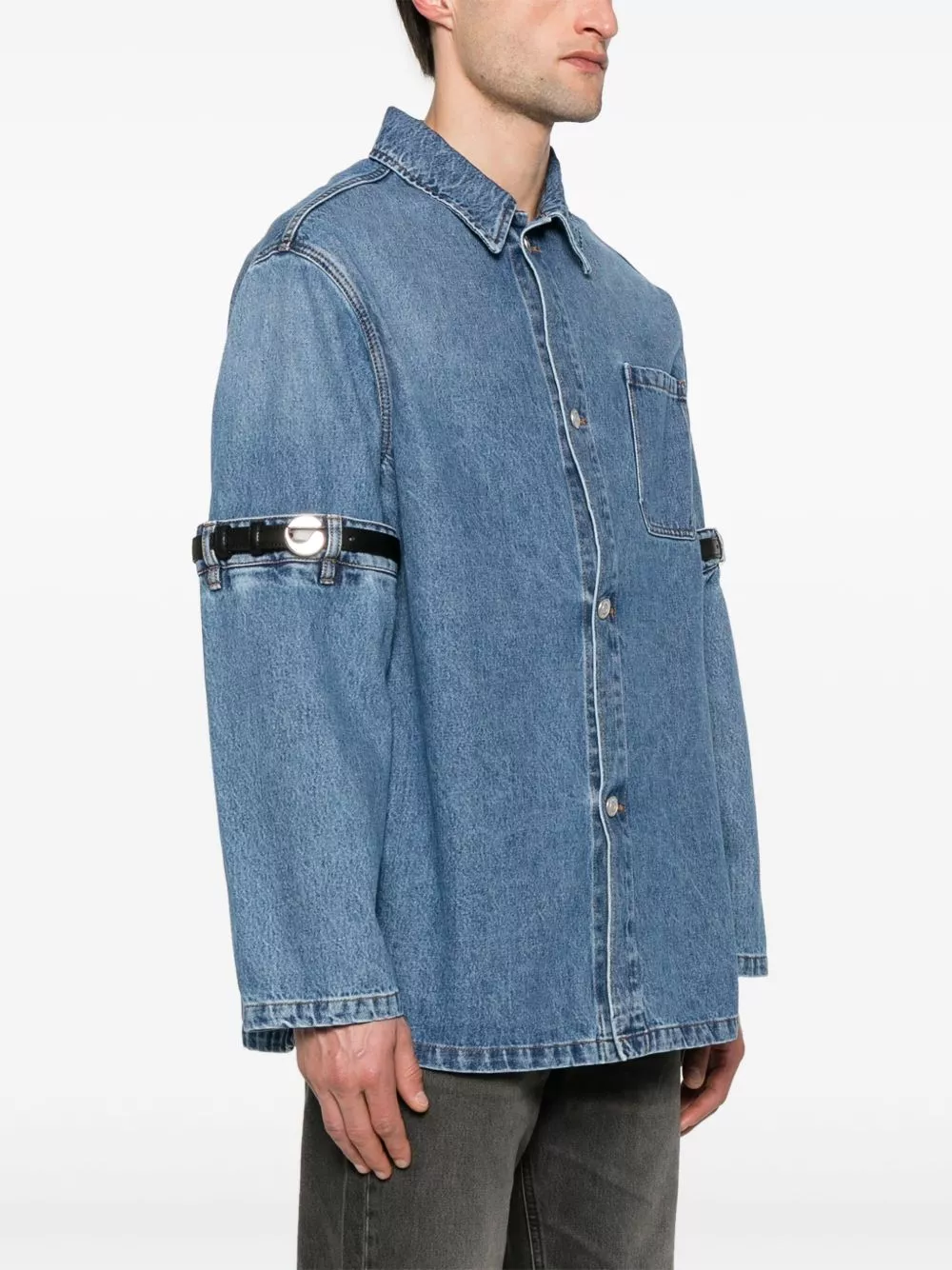 Cheap Coperni logo-buckle denim jacket Men 0205