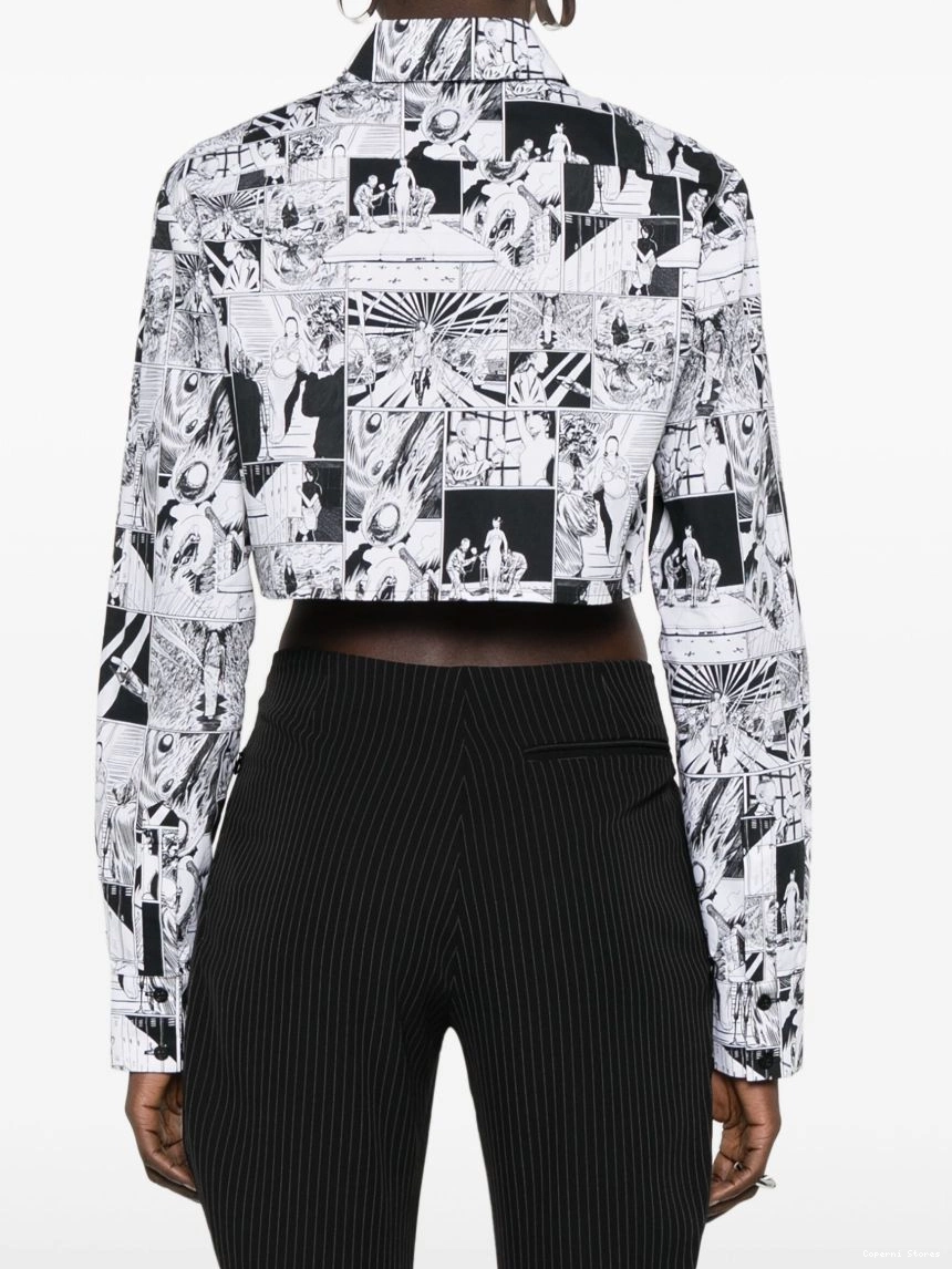 Affordable strip-print shirt Women Coperni comic cropped cotton 0215