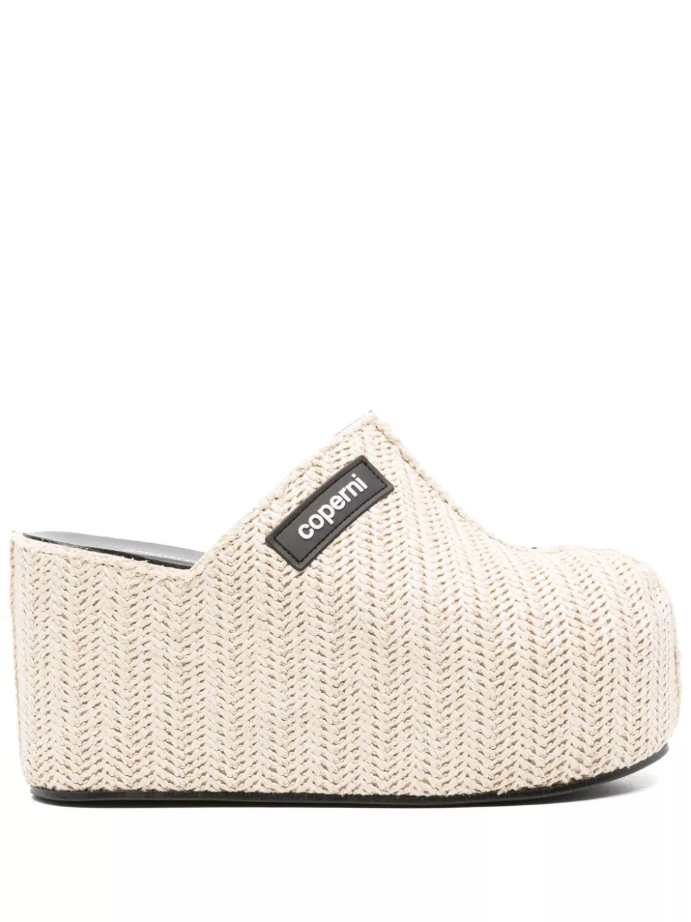 Cheap Coperni logo-detail raffia platform clogs Women 0203