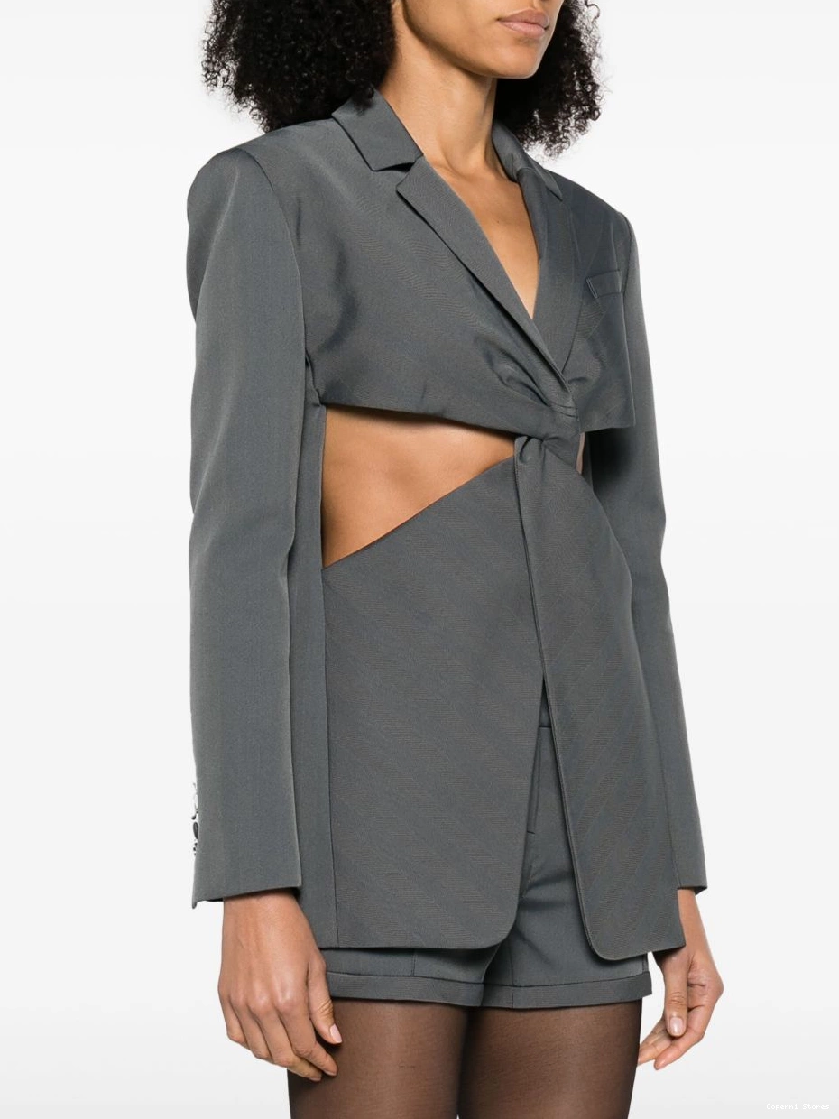 Affordable Women twisted Coperni cut-out herringbone blazer 0218