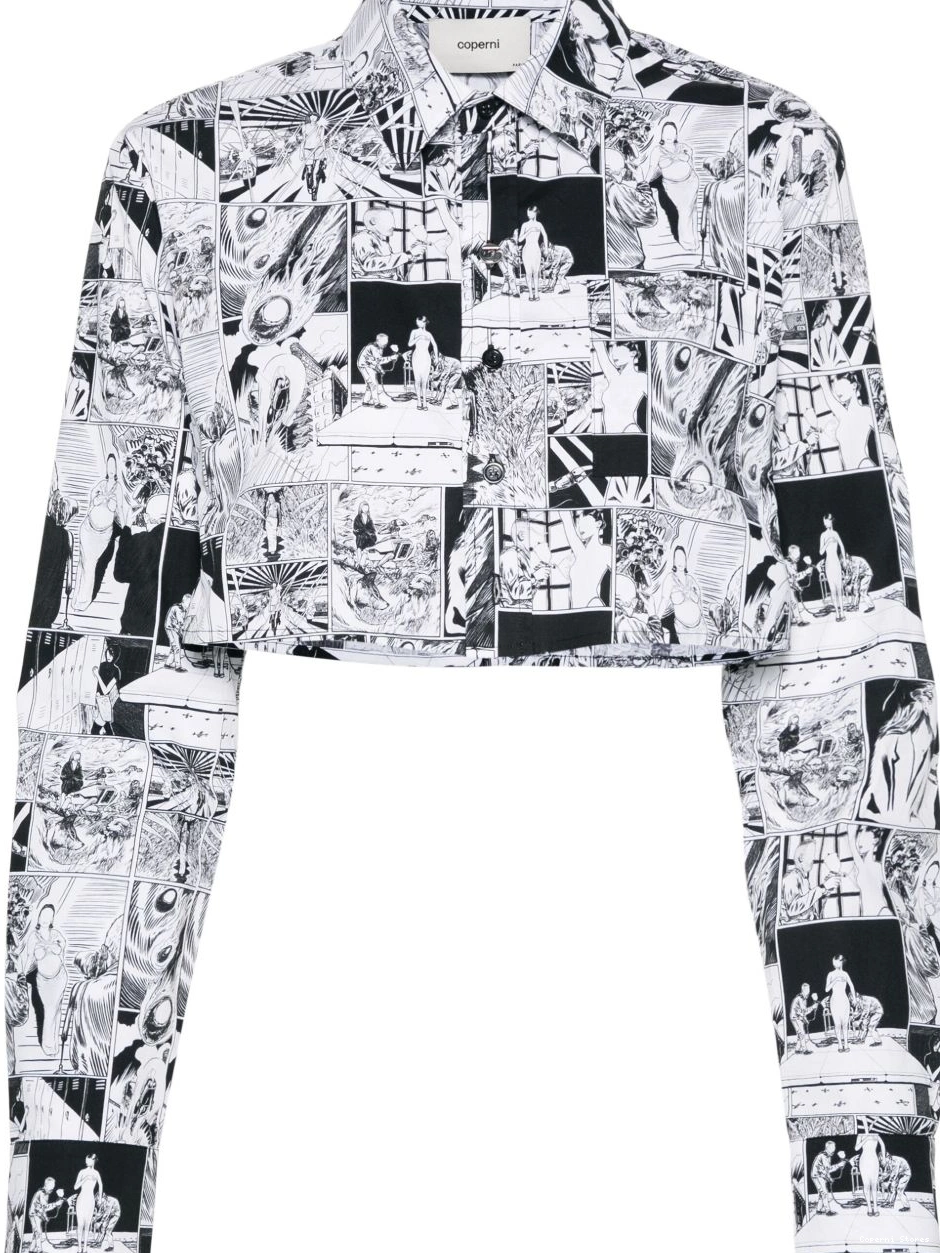 Affordable strip-print shirt Women Coperni comic cropped cotton 0215