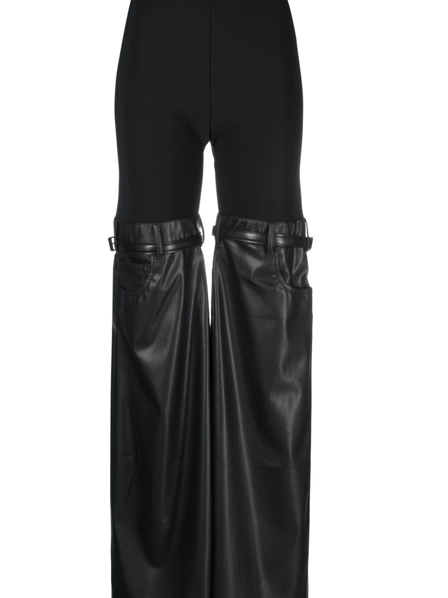 Cheap Women Coperni faux-leather flared Hybrid trousers 0218